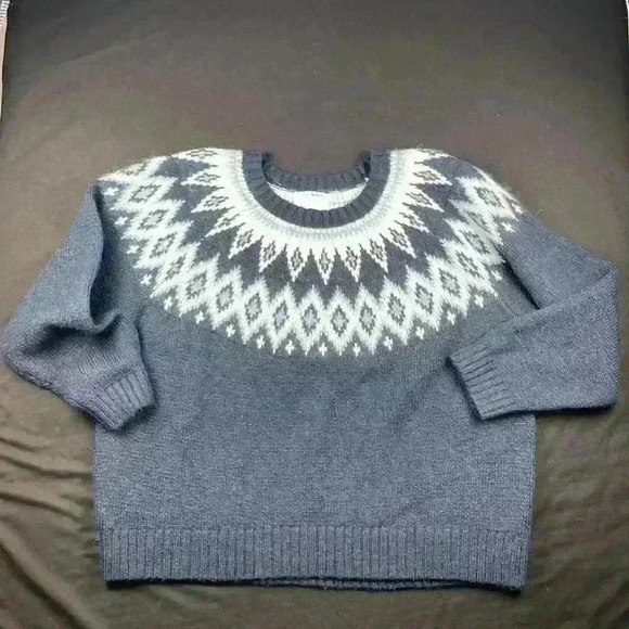 Old Navy women’s fair isle wool blend pullover crewneck sweater size large - Picture 1 of 10